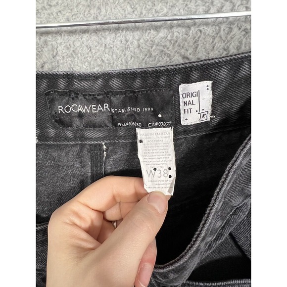Rocawear Jeans Mens 36x30 Black Straight Leg Original Fit Denim 90s Skater Y2K - Picture 11 of 12
